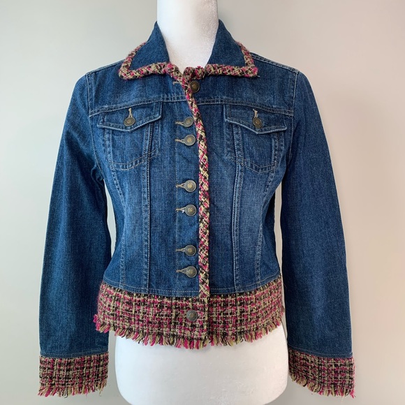 Liz Claiborne Denim Jacket with Painted Rose Lg - Picture 4 of 6